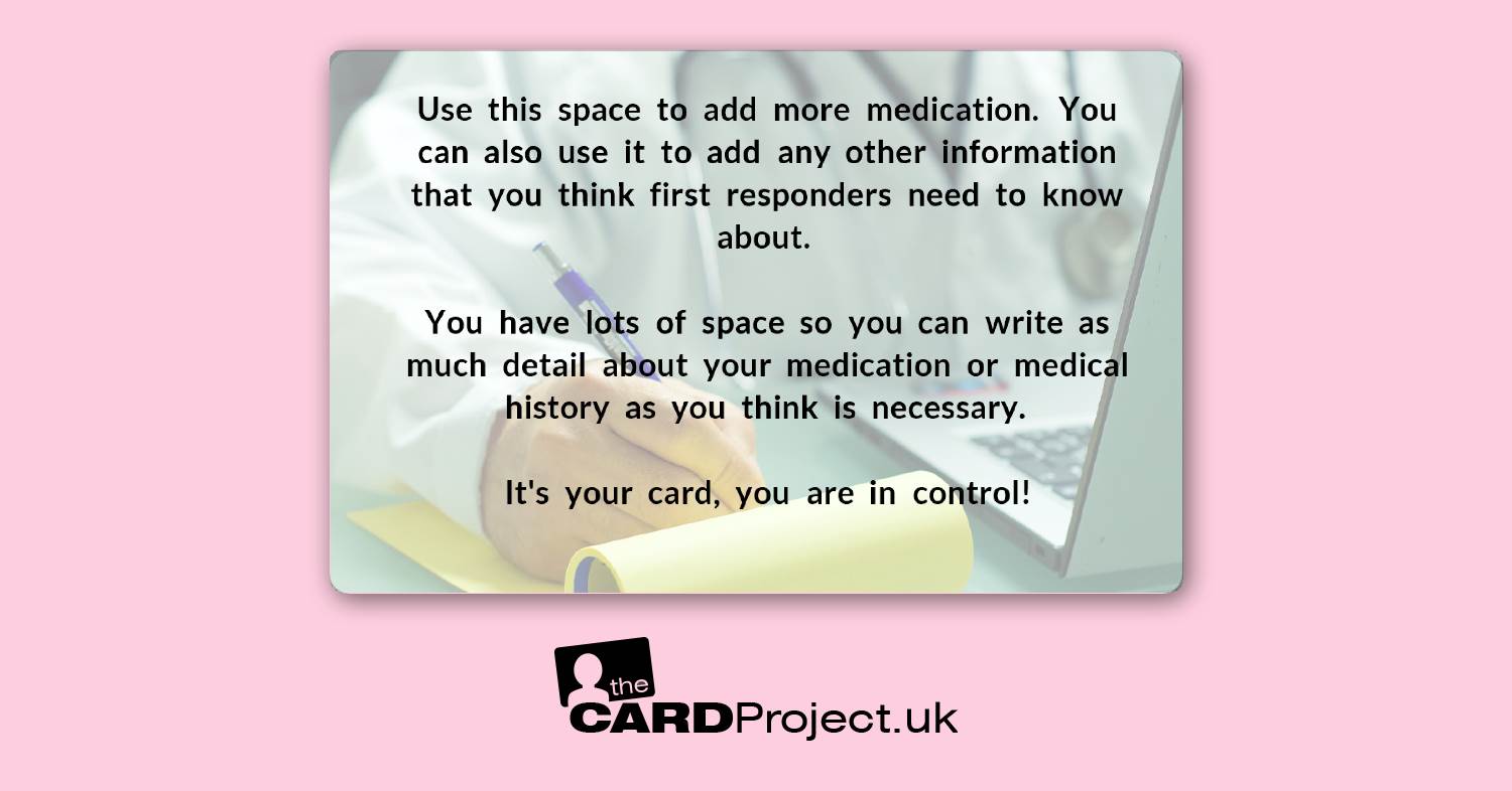 Create Your Own Medicine Alert Card Double (REAR)